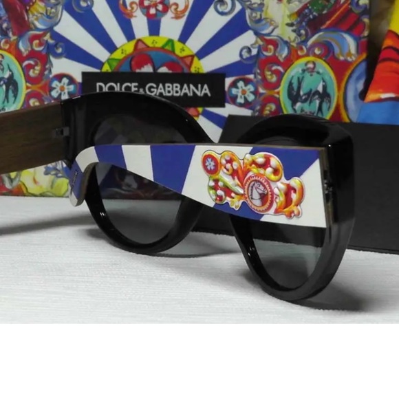 Dolce&Gabbana Cat Eye Horse Emblem Sunglasses Colorful Arms Handmade Areas NWT - Picture 9 of 16